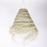 shaggy open weave straw woven light pendant