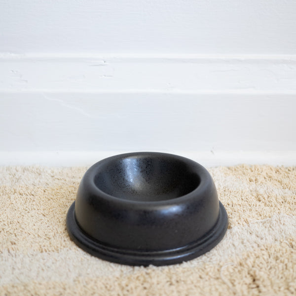 small ceramic hand made pet food/water bowl in seed gray